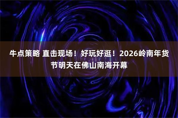 牛点策略 直击现场！好玩好逛！2026岭南年货节明天在佛山南海开幕