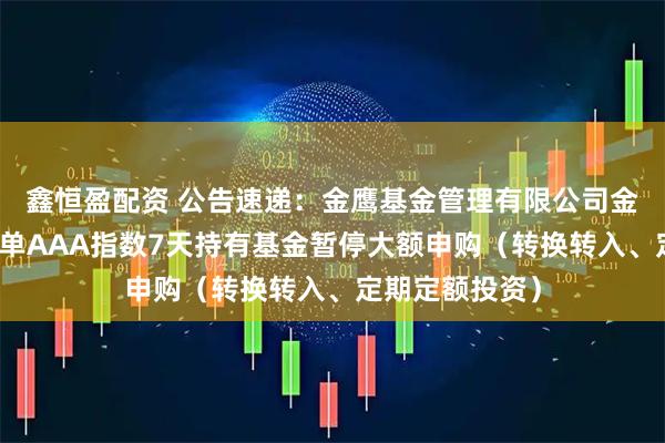 鑫恒盈配资 公告速递：金鹰基金管理有限公司金鹰中证同业存单AAA指数7天持有基金暂停大额申购（转换转入、定期定额投资）